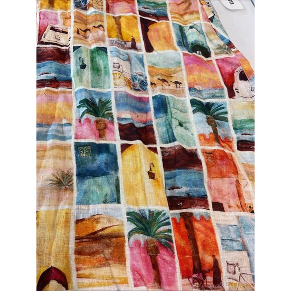 ROAME Raphia V Neck Midi Linen Dress Casablanca Print size 1 US SM - Picture 10 of 12